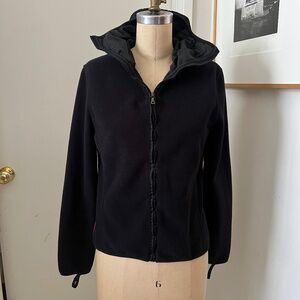 PRADA Black Fleece Hooded Zip-Up Jacket